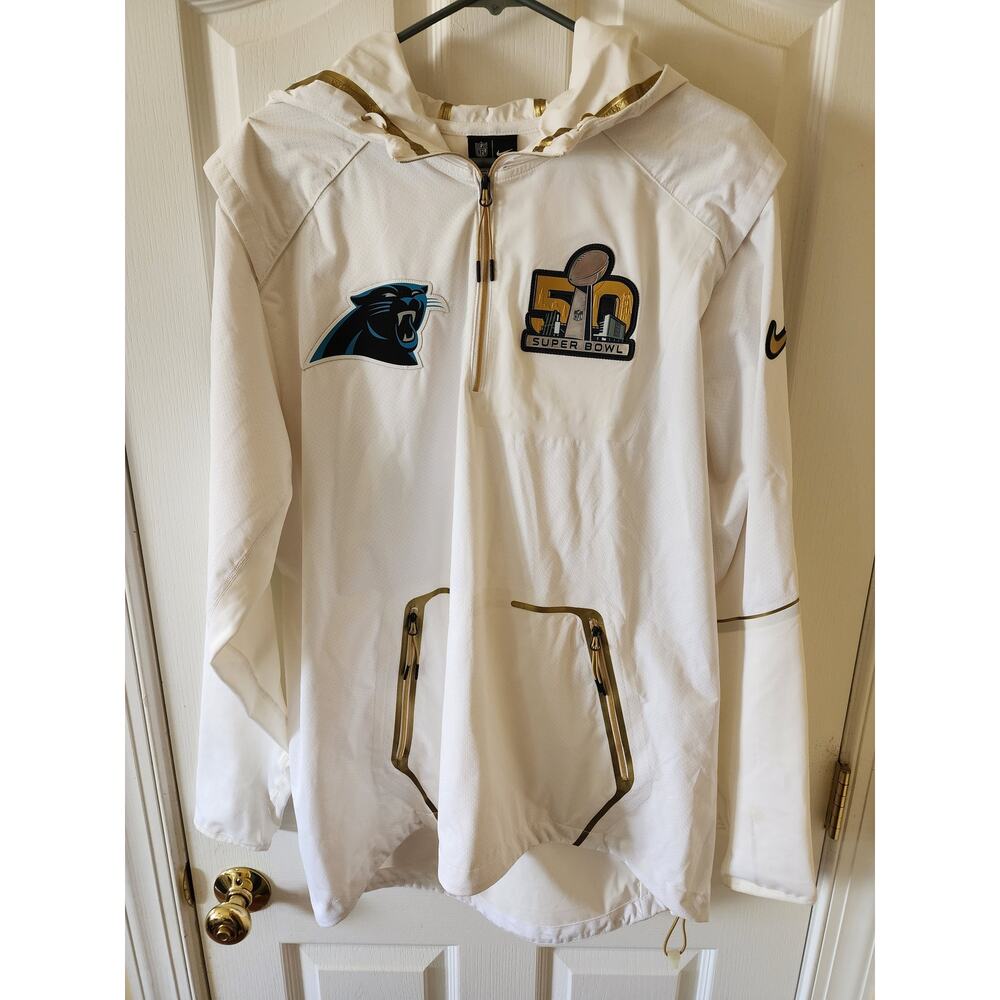 Nike NFL On-Field Apparel Carolina Panthers Super Bowl 50 Sideline Jacket Large